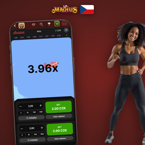 Aviator demo Magius Casino – červené letadlo stoupá po křivce multiplikátoru