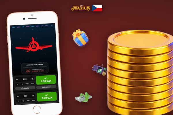 Herní rozhraní Aviator Magius Casino – graf multiplikátoru a panel s historií kol