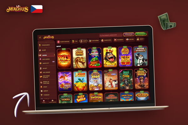 Magius Casino pro počítač – přehledné lobby slotů na širokém monitoru