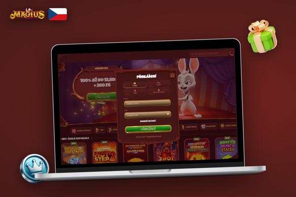 Jak se zaregistrovat v Magius Casino e-mailem – vyplněný formulář na notebooku