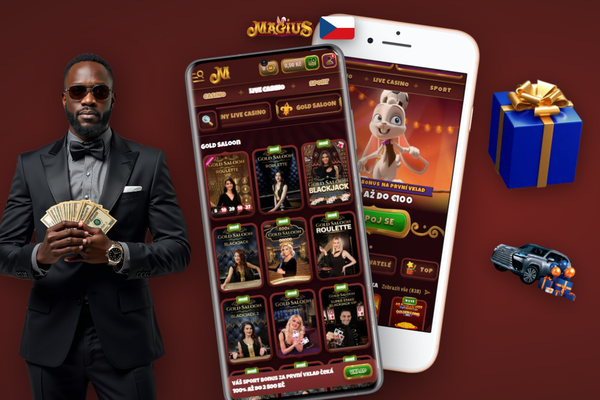 Magius Casino přihlášení aplikace s biometrickým zabezpečením a ikonou zámku
